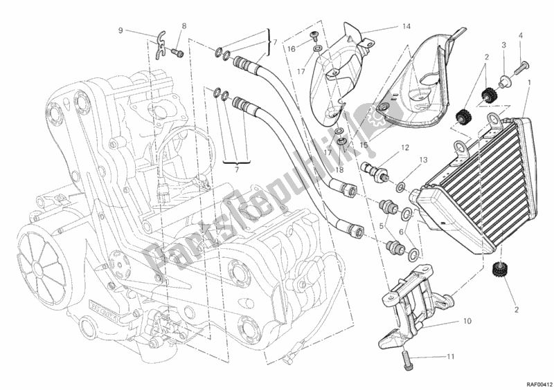 All parts for the Oil Cooler of the Ducati Diavel Cromo 1200 2013